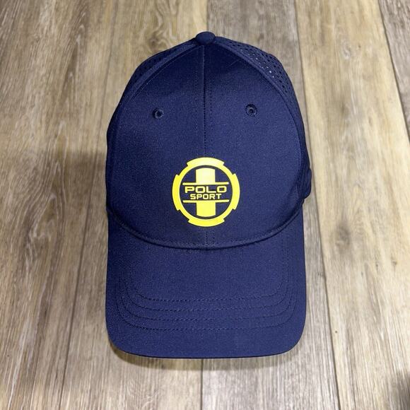 Polo Sport Ralph Lauren Hat Baseball Cap Adjustable Blue Yellow Mesh Polyester - Picture 2 of 10